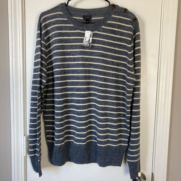 J.Crew Other - J Crew Men’s Sedona Striped Pullover Sweater Linen Wool Alpaca Size L NWT Button